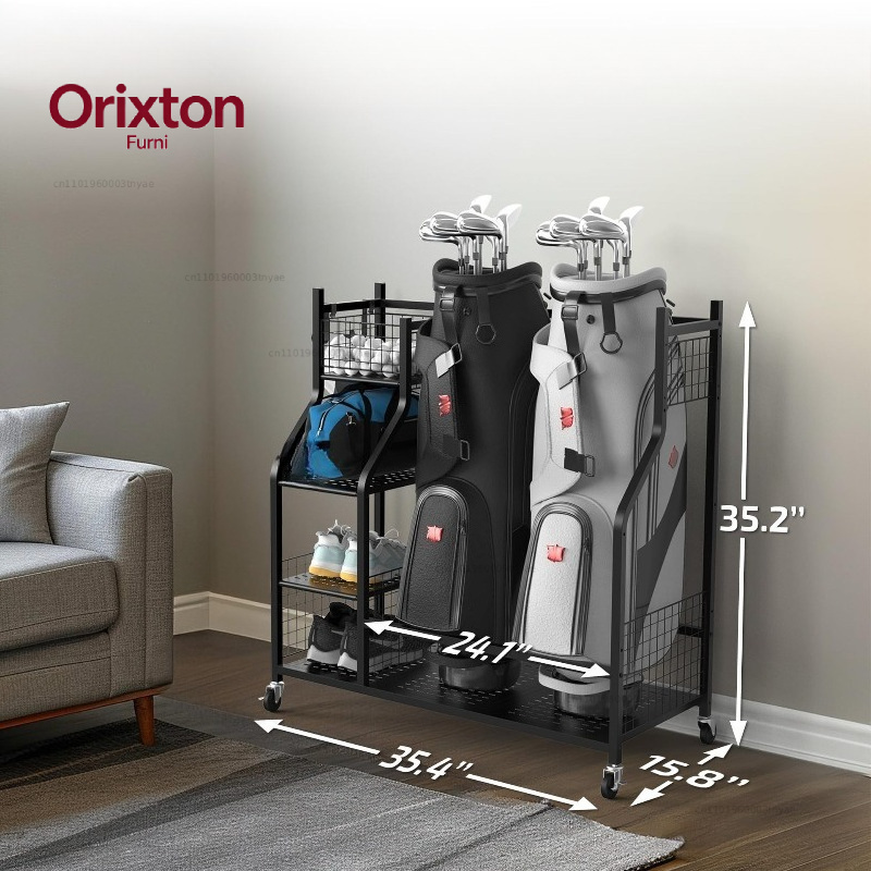 Golf Equipment Garage Storage - ゴルフバッグ収納ラック、クラブディスプレイスタンド、ガレージ用具ラック