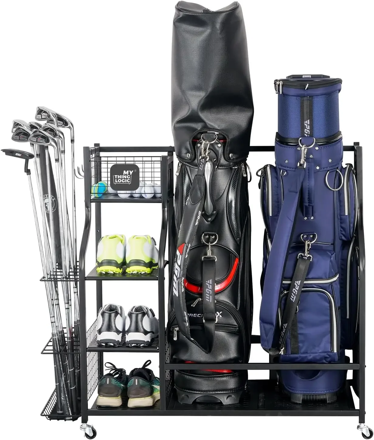 Golf Equipment Garage Storage - ゴルフ収納ガレージオーガナイザー、ゴルフバッグ収納スタンド、その他のゴルフ用品ラック、ゴルフクラブ用追加収納ラック