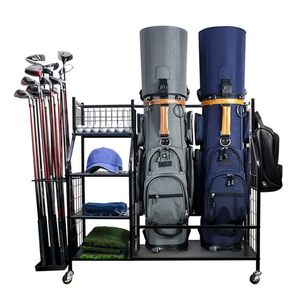 Golf Equipment Garage Storage - ゴルフバッグ収納ガレージオーガナイザーラック 2 スポーツバッグやその他のゴルフアクセサリーに適合 ゴルフ用品スタンド ラージデザイン