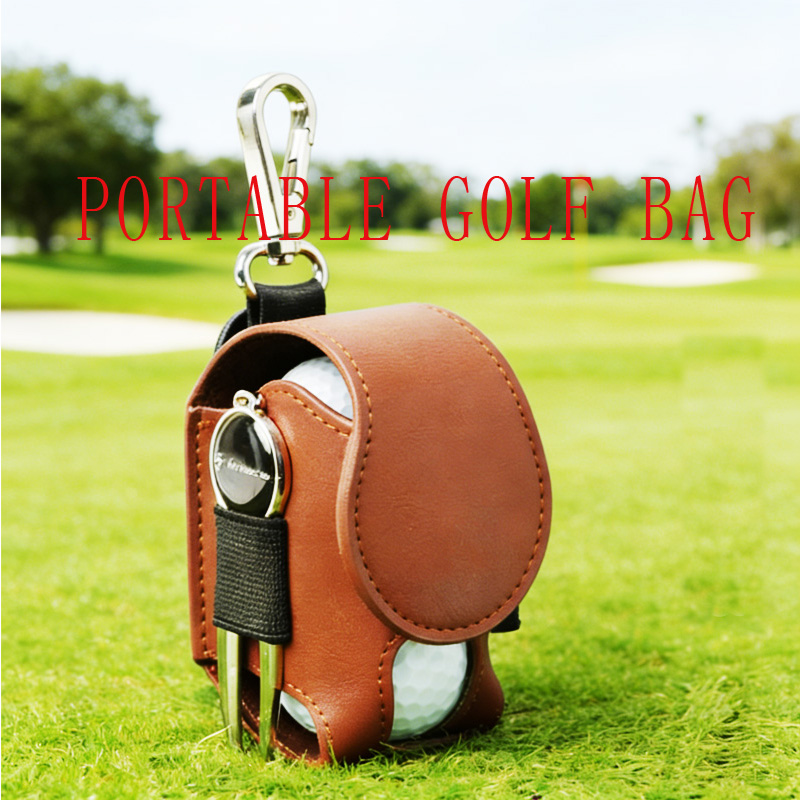 Golf Ball Premium - ゴルフ PU ボールバッグ 2 点セット屋外ポータブルボール腰掛けタイプボールニードルセット保護バッグ
