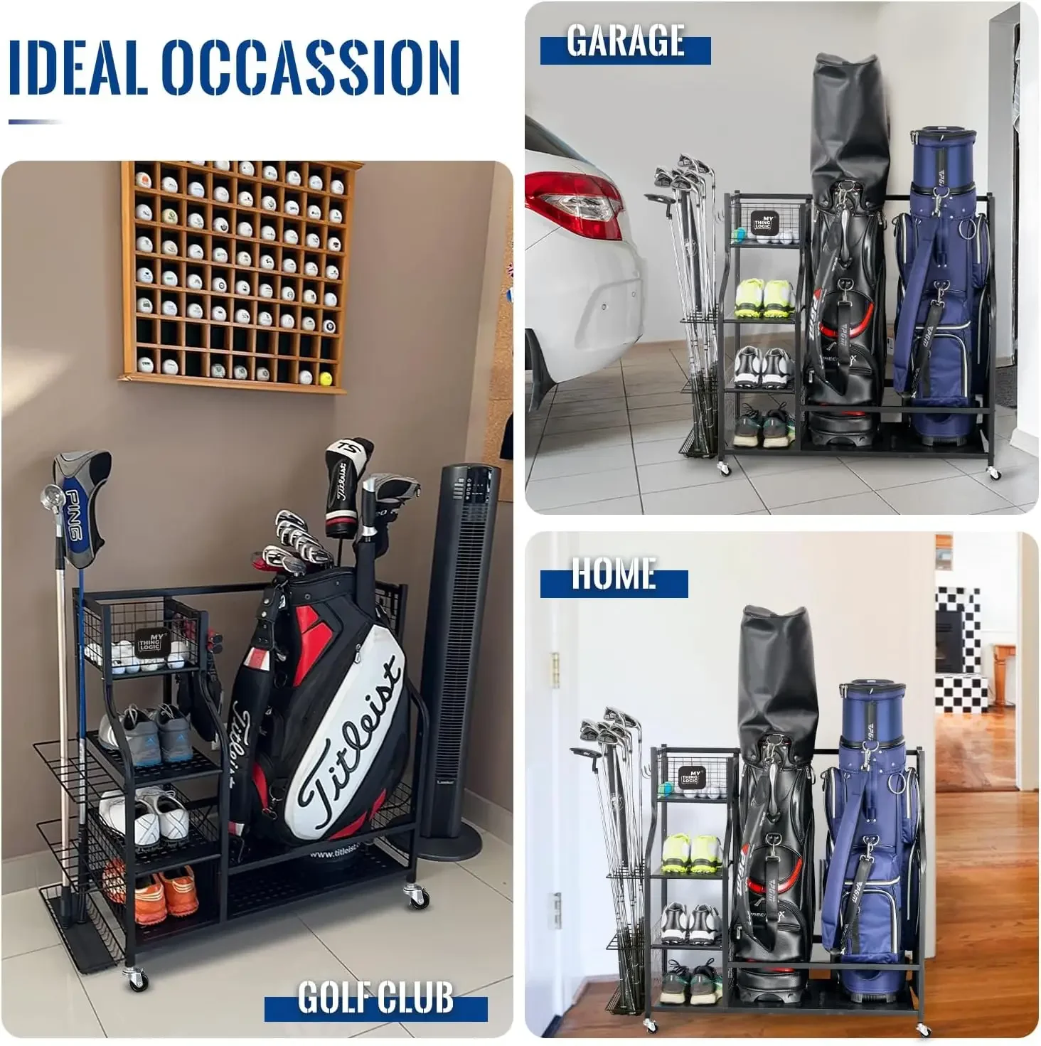 ゴルフ収納ガレージオーガナイザー、ゴルフバッグ収納スタンド、 - Golf Equipment Garage Storage のレビューと価格