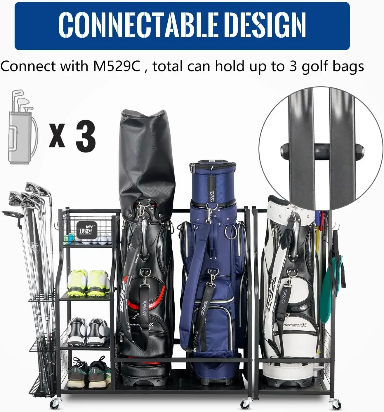 ゴルフ収納ガレージオーガナイザー、ゴルフバッグ収納スタンド、 - Golf Equipment Garage Storage のレビューと価格