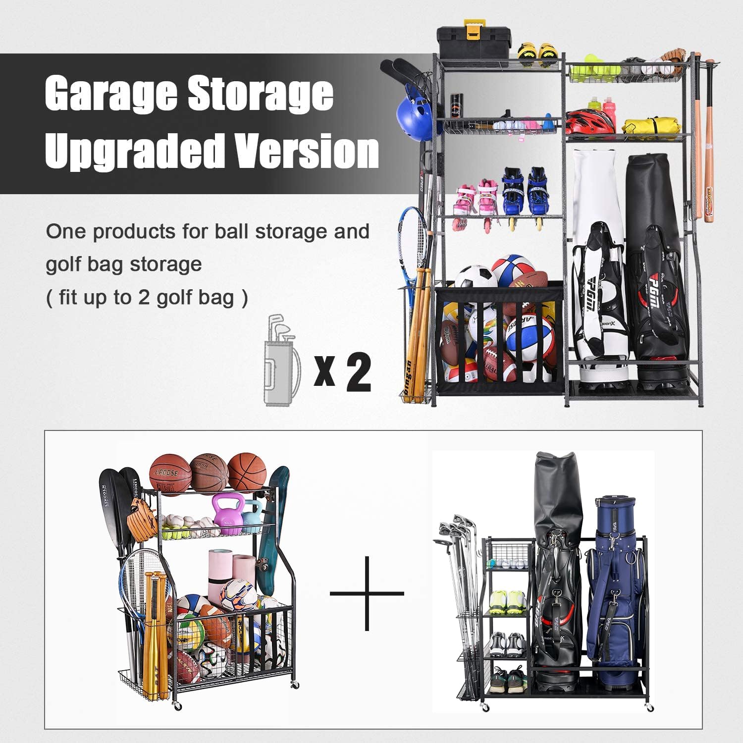 ガレージスポーツ用品収納スタンド、ゴルフバッグオーガナイザー - Golf Equipment Garage Storage のレビューと価格