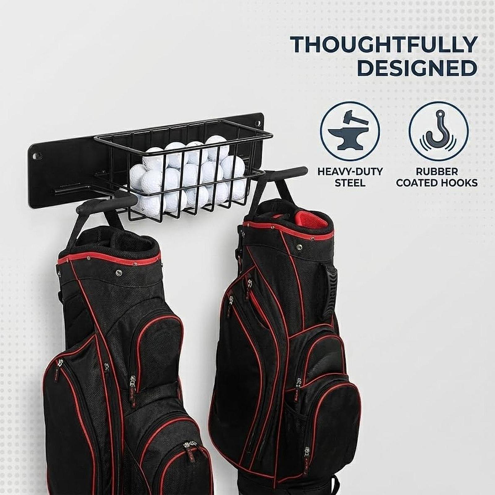 省スペースゴルフ用品壁掛けラック、金属製バッグホルダー、収納 - Golf Equipment Garage Storage のレビューと価格