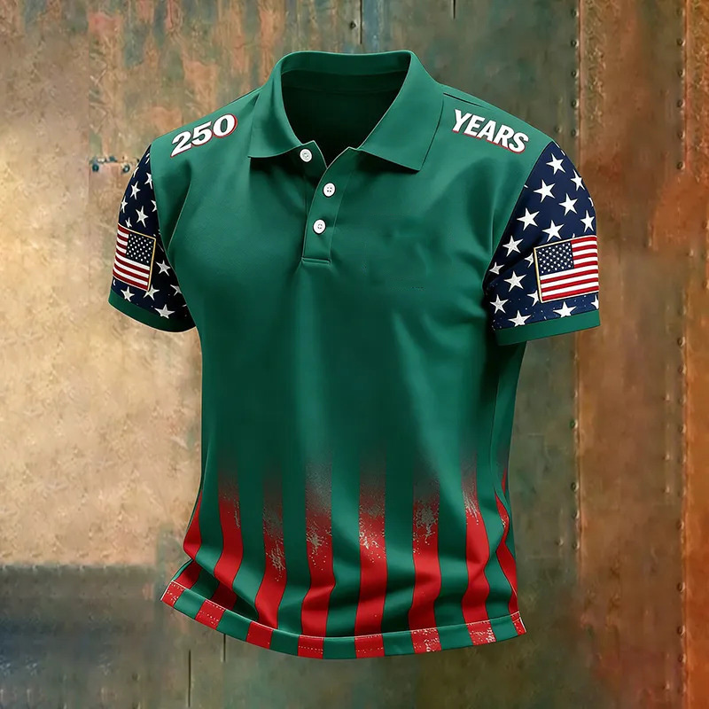 250年記念テーマUSAグラデーションストライプポロシャツメ - Golf Equipment Logo のレビューと価格