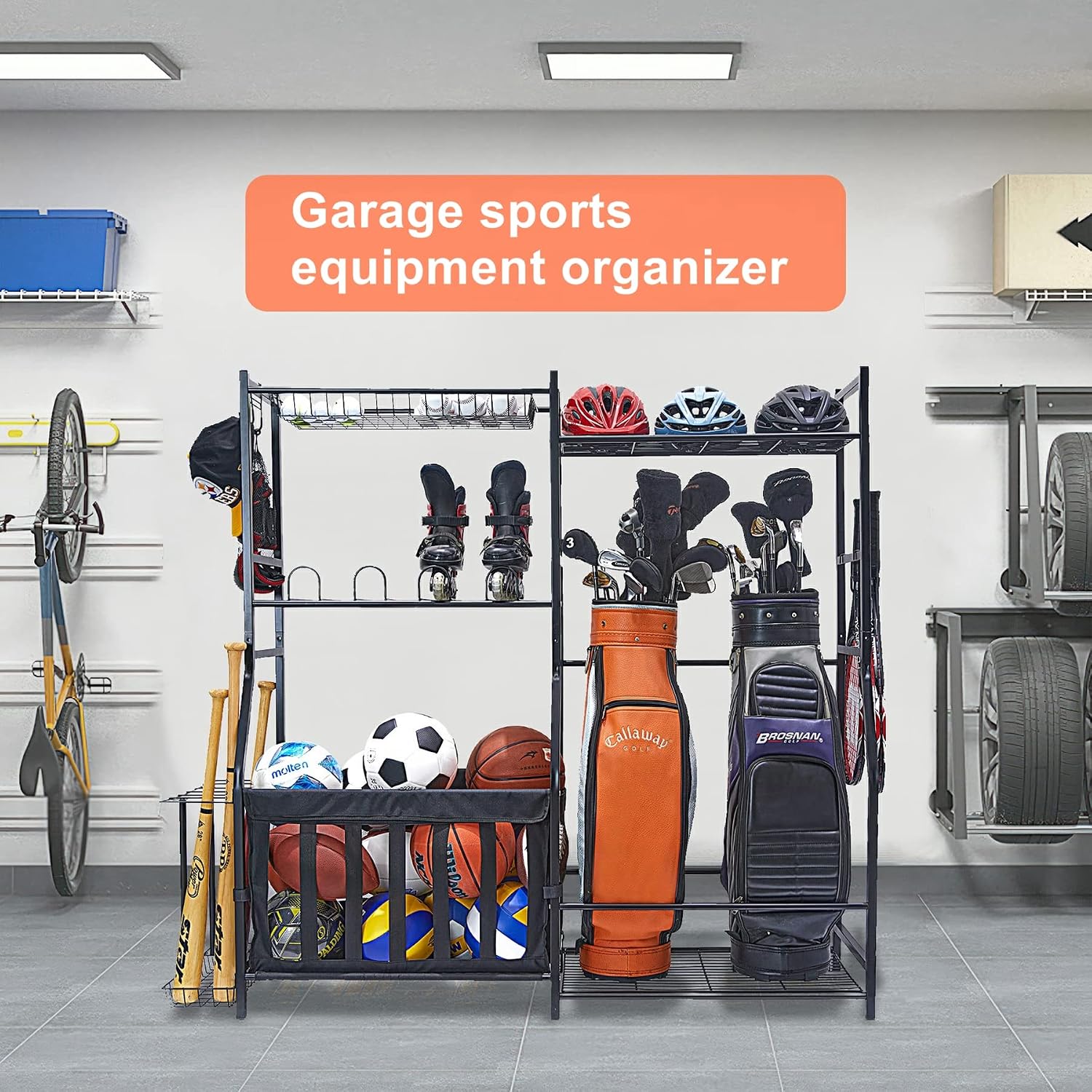 ガレージスポーツ用品収納ラック ゴルフバッグスタンド ボール - Golf Equipment Garage Storage のレビューと価格