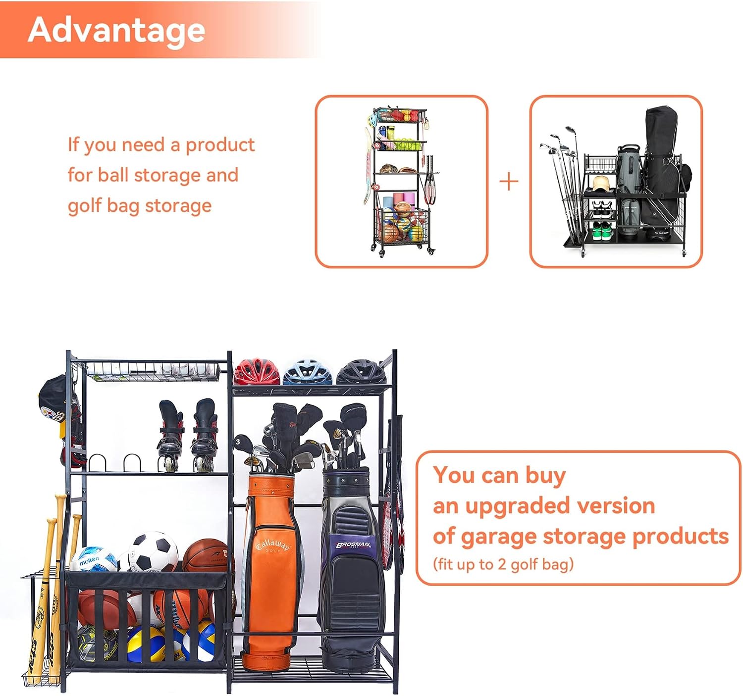 ガレージスポーツ用品収納ラック ゴルフバッグスタンド ボール - Golf Equipment Garage Storage のレビューと価格
