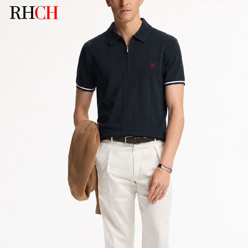 RHCH メンズ ハーフジップポロシャツ 半袖 刺繍ロゴ入り - Golf Equipment Logo のレビューと価格
