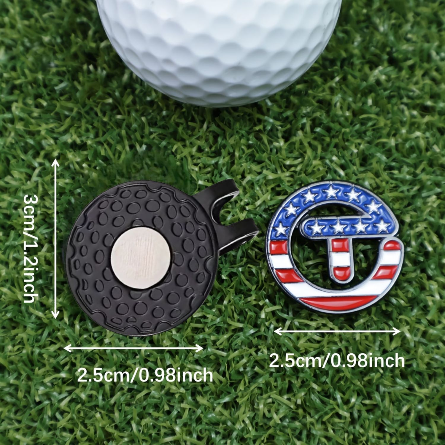 アメリカ国旗風星条旗ゴルフボールマーカー、マグネット式ハット - Golf Ball Premium のレビューと価格