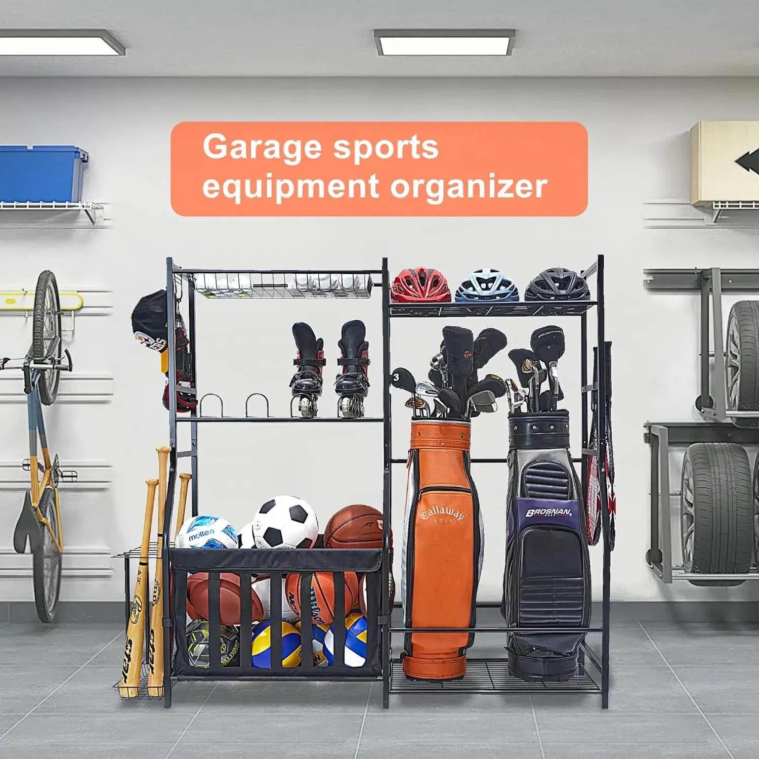 ガレージスポーツ用品オーガナイザー ゴルフバッグスタンド ボ - Golf Equipment Garage Storage のレビューと価格