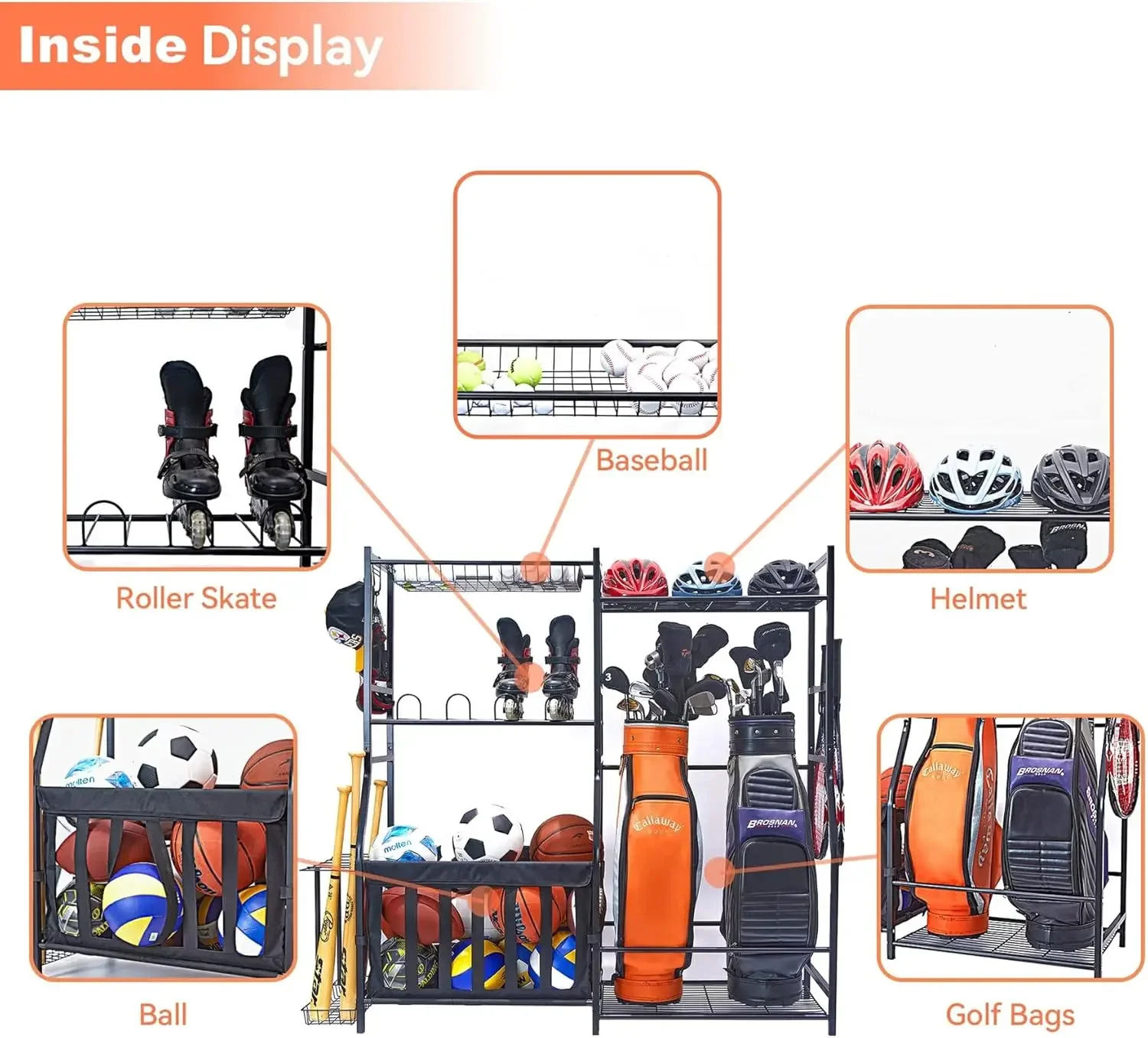 ガレージスポーツ用品オーガナイザー ゴルフバッグスタンド ボ - Golf Equipment Garage Storage のレビューと価格